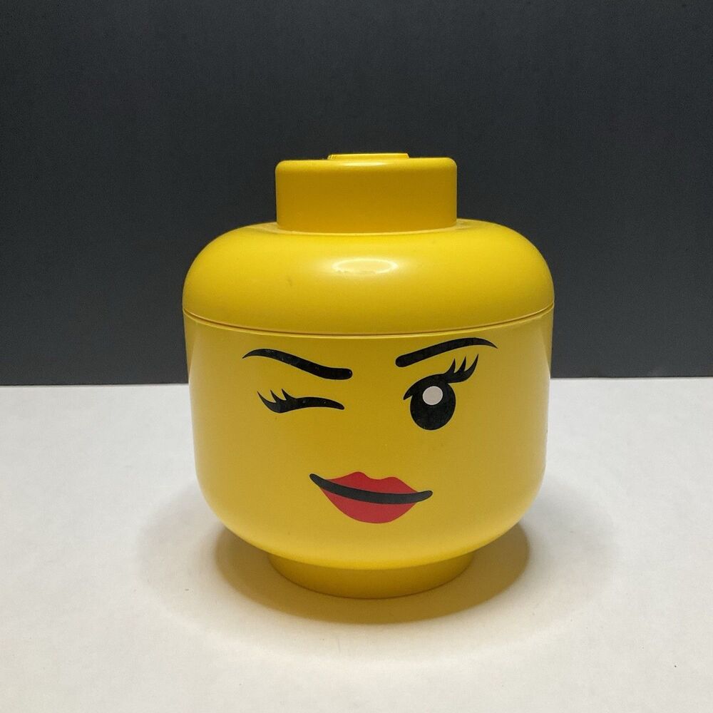 Lego Small Girl Storage Head Brick Container Girl Winking 5"
